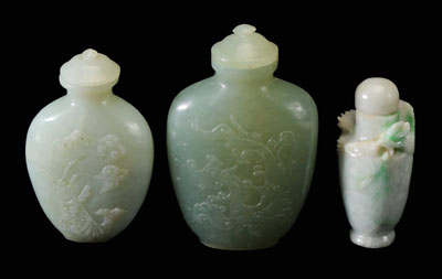 Appraisal: Carved Stone Snuff Bottles Chinese late th early th century