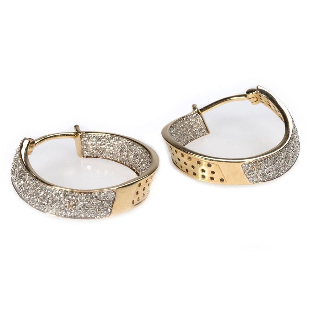 Appraisal: Pair of diamond and k gold hoop earrings inside outside