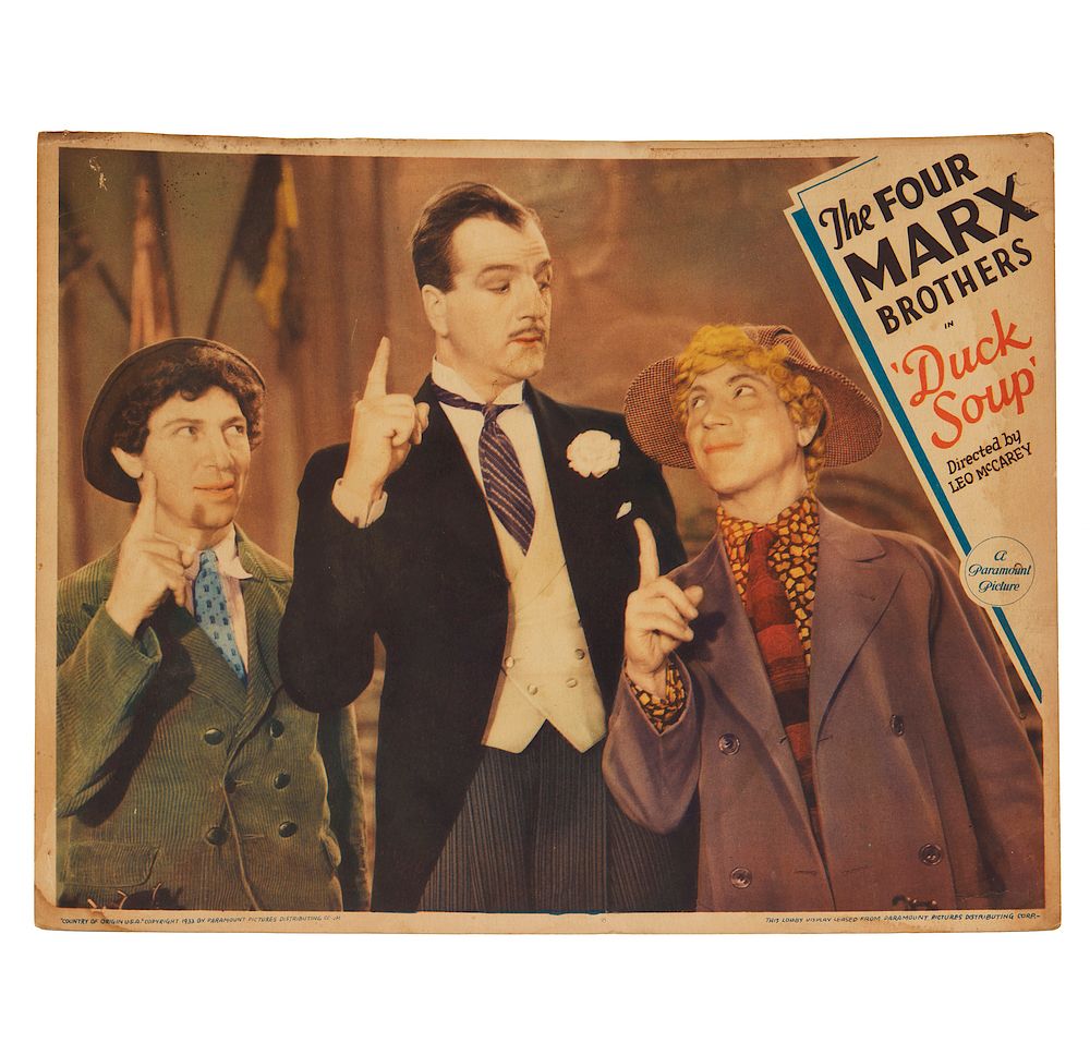 Appraisal: Duck Soup Paramount Lobby Card Marx Brothers Marx Brothers Duck