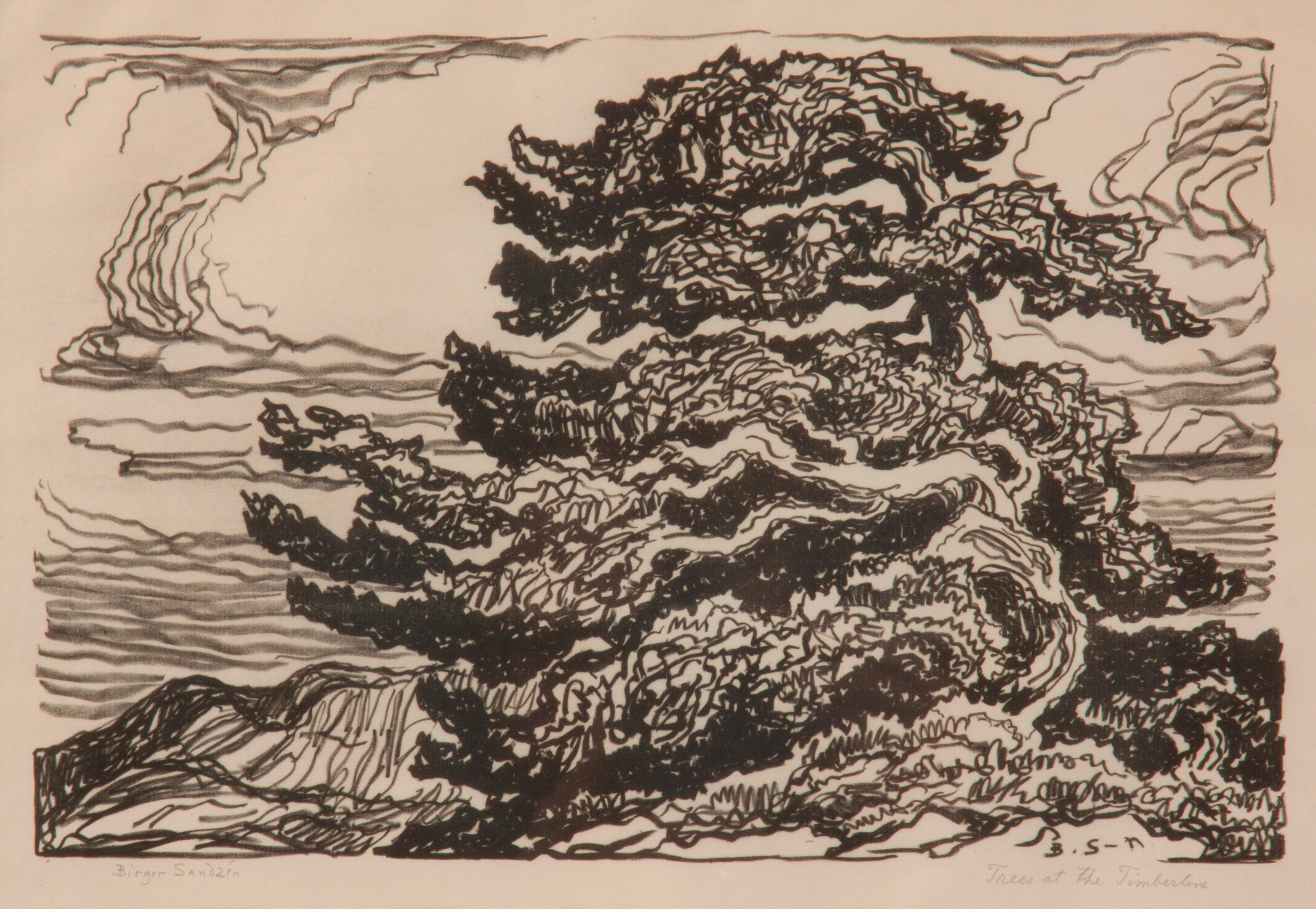 Appraisal: BIRGER SANDZEN 'TREES AT THE TIMBERLINE' LITHOGRAPH Birger Sandzen Swedish-American