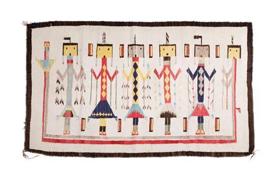 Appraisal: NAVAJO YEI WEAVING Twentieth century Pictorial weaving with five attenuated