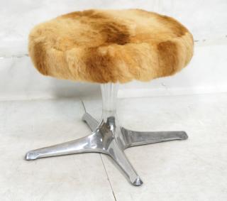 Appraisal: Modernist Chrome Pedestal Base Fur Seat Stool Sw Modernist Chrome