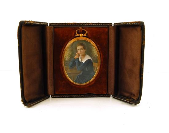 Appraisal: Late th C oval miniature portrait of young girl in