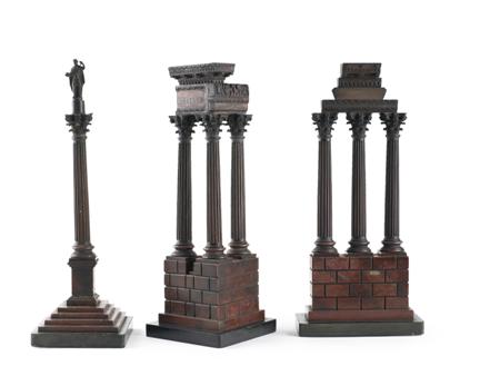 Appraisal: Three Italian th century rouge marble models of the Forum