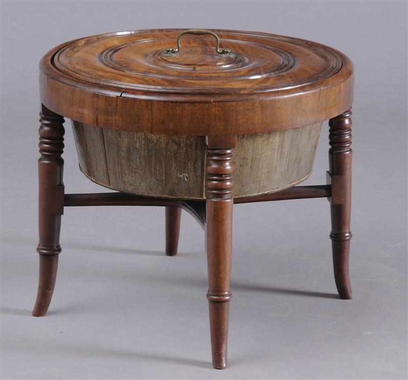 Appraisal: REGENCY CARVED MAHOGANY WINE COOLER STAND The circular concentric molded