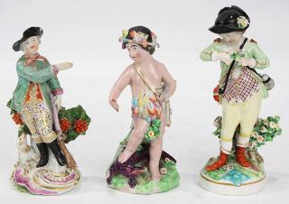 Appraisal: lot of Derby soft paste porcelain figural groups circa comprising