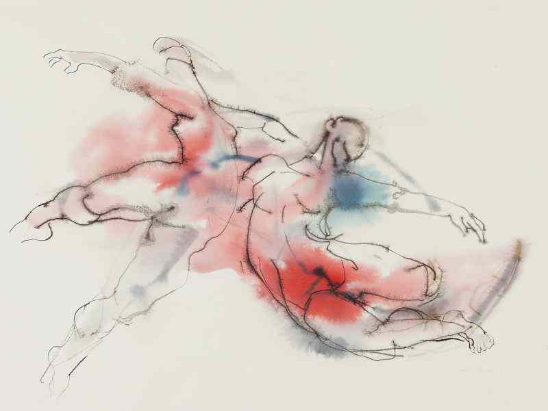 Appraisal: Judith Brown NY - ''Dancers in Motion''watercolor and pen on