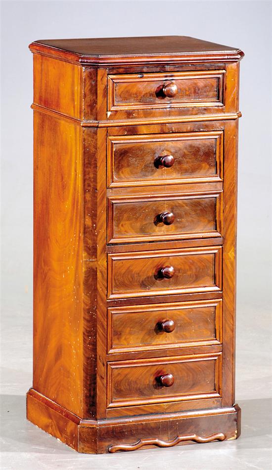 Appraisal: English mahogany chamber cupboard circa rectangular molded top with canted