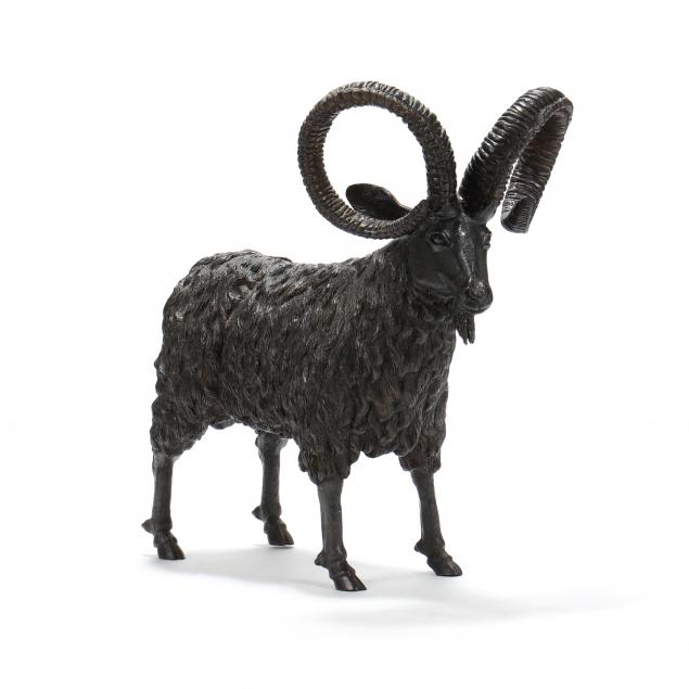 Appraisal: CAST BRONZE SCULPTURE OF A RAM Late th century patinated