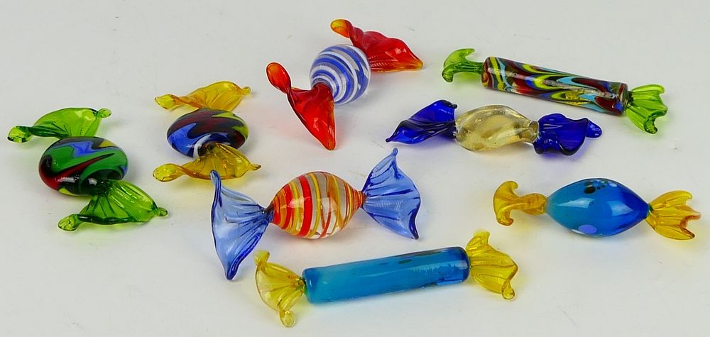 Appraisal: LOT OF PIECES MURANO GLASS CANDY All hand blown Condition