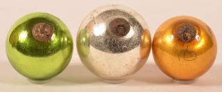 Appraisal: Antique Blown Glass Ball Form German Kugels Three Antique Blown