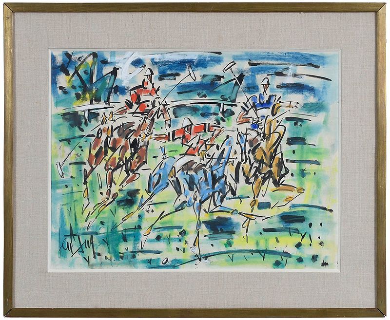 Appraisal: Gen Paul French - Le Polo de Bagatelle signed lower