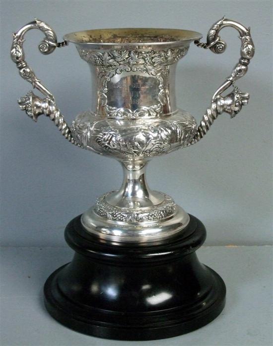 Appraisal: William IV Irish silver trophy cup of horse racing interest