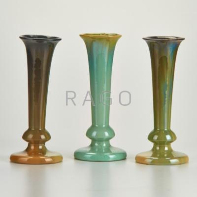 Appraisal: FULPER Three bud vases Flemington NJ s Glazed earthenware Two