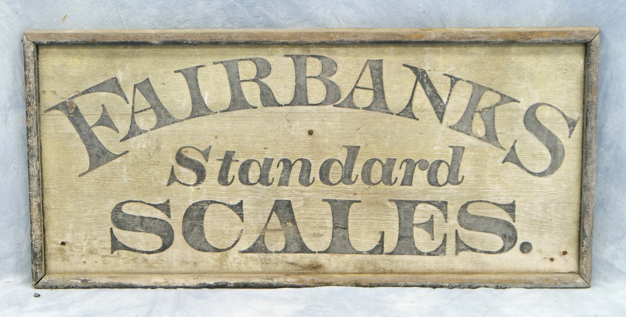 Appraisal: Painted trade sign Fairbanks Standard Scales obverse with C Sharpless