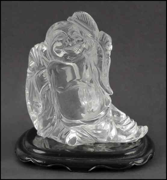 Appraisal: CARVED ROCK CRYSTAL FIGURE OF HOTEI '' x '' x