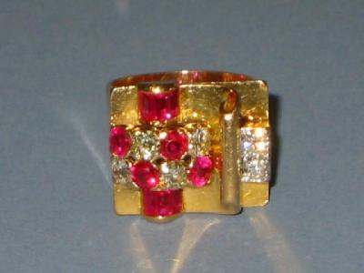 Appraisal: A 'S RUBY AND DIAMOND DRESS RING the oblong top