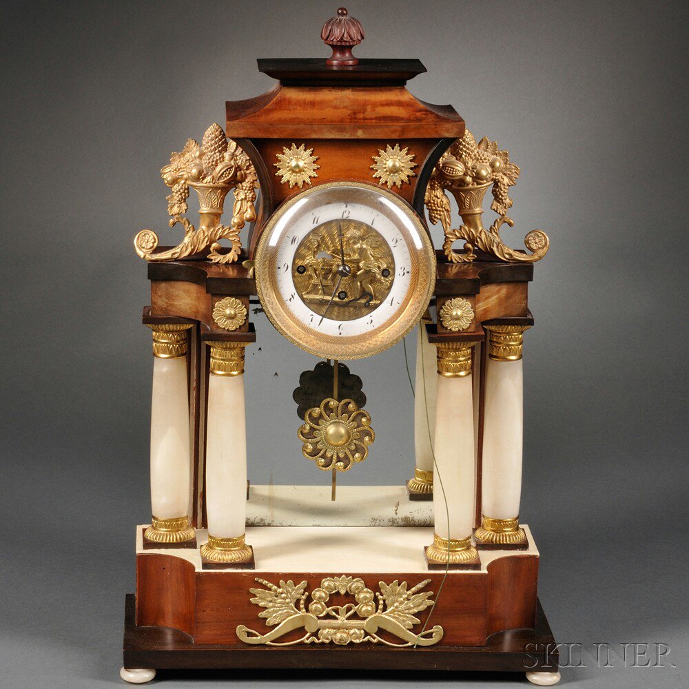 Appraisal: Empire-style Ormolu-mounted Mantel Clock Austria th century chapter ring with