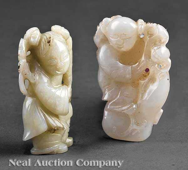 Appraisal: Two Chinese Jade Figures th th c the first white