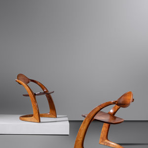 Appraisal: Wendell Castle - Pair of 'Zephyr' Chairs c walnut curly