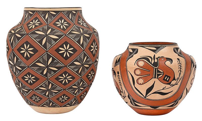 Appraisal: Two Signed Acoma Pots late th century one signed on