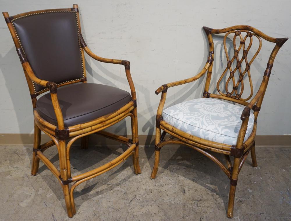 Appraisal: Pierce Martin Rattan and Leather Armchair and a Rattan Armchair