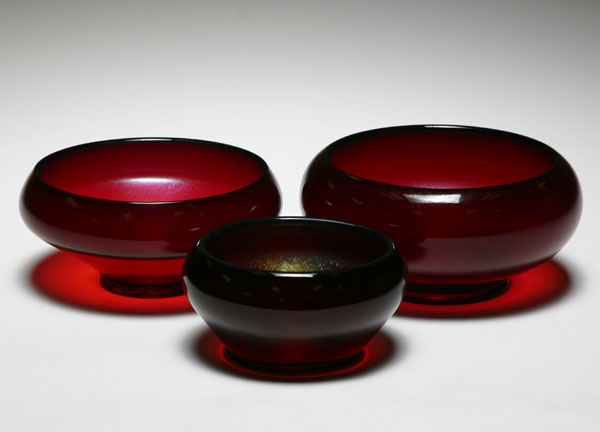 Appraisal: Lot of Fenton red stretch glass bowls Largest is