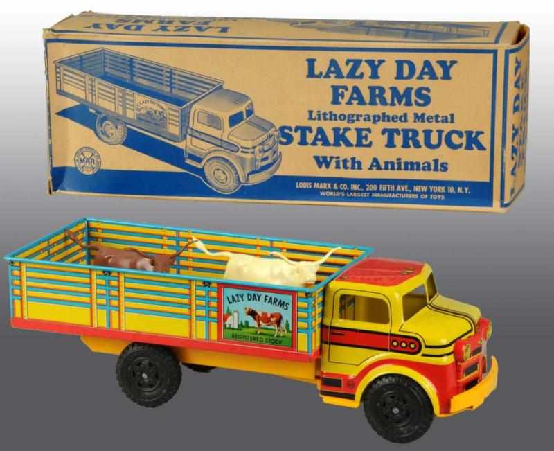 Appraisal: Pressed Steel Marx Lazy Day Farms Stake Truck Toy Description