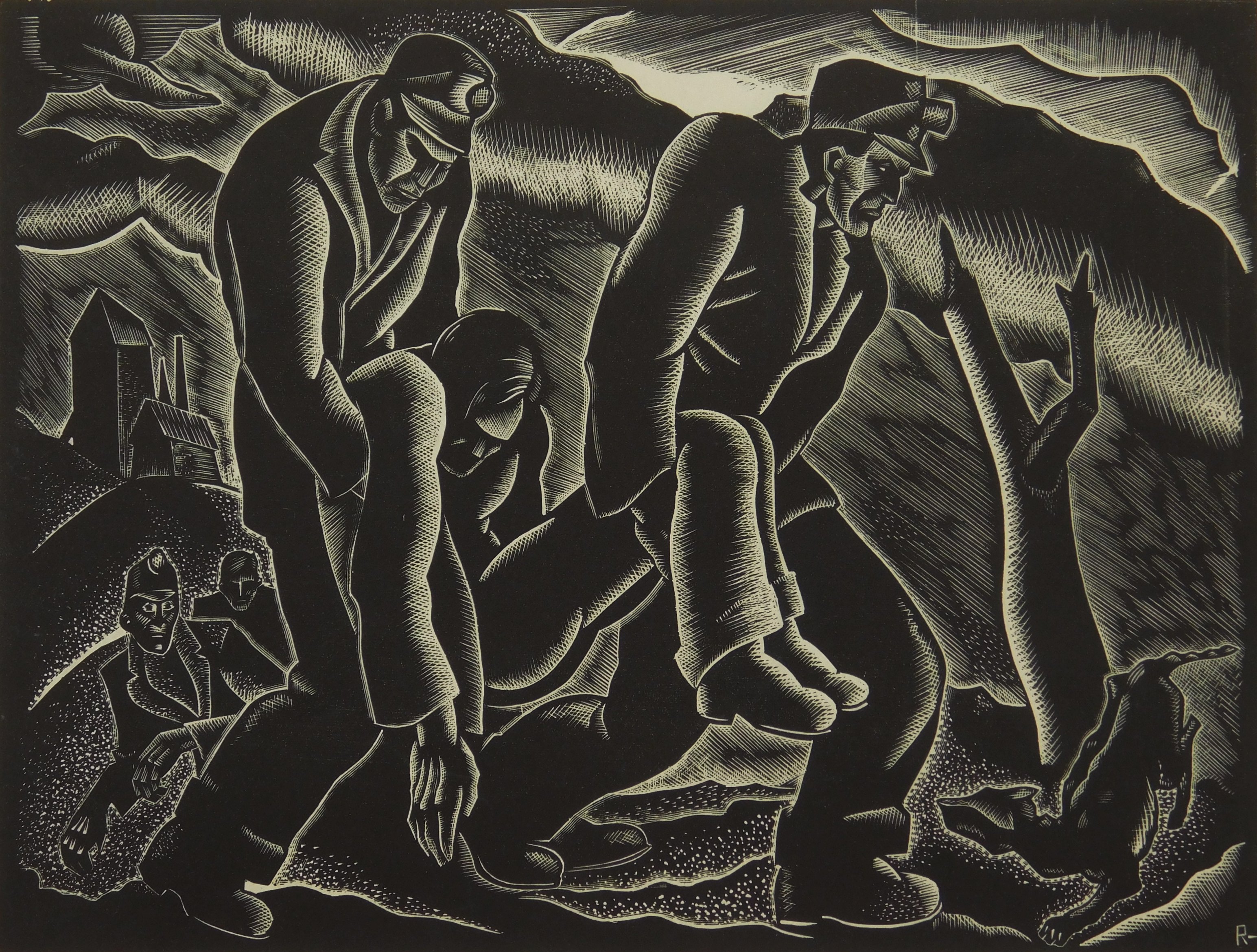 Appraisal: Donato Rico - Casualty''- wood engraving signed and titled in