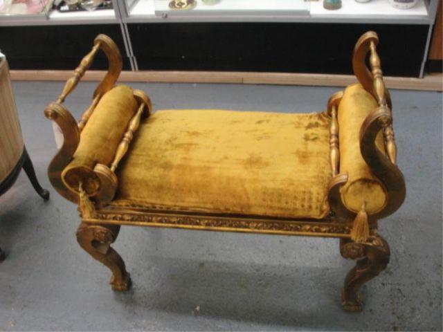 Appraisal: Neoclassical Style Giltwood Bench From a Rye estate Dimensions x