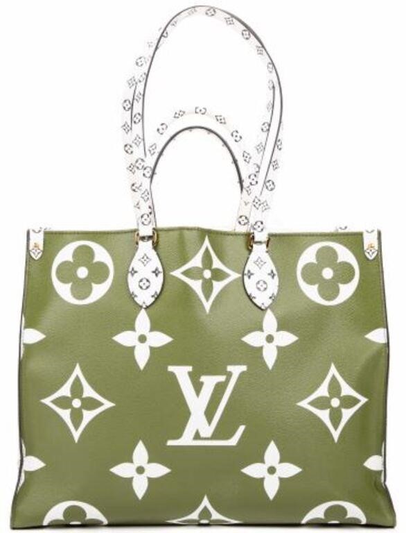 Appraisal: Louis Vuitton Reverse Onthego GM hand shoulder bag in khaki