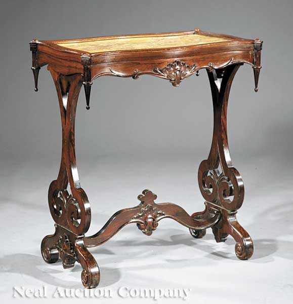 Appraisal: An American Gothic Carved Rosewood Side Table mid- th c