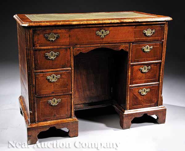 Appraisal: A George II Inlaid Walnut Kneehole Desk mid- th c