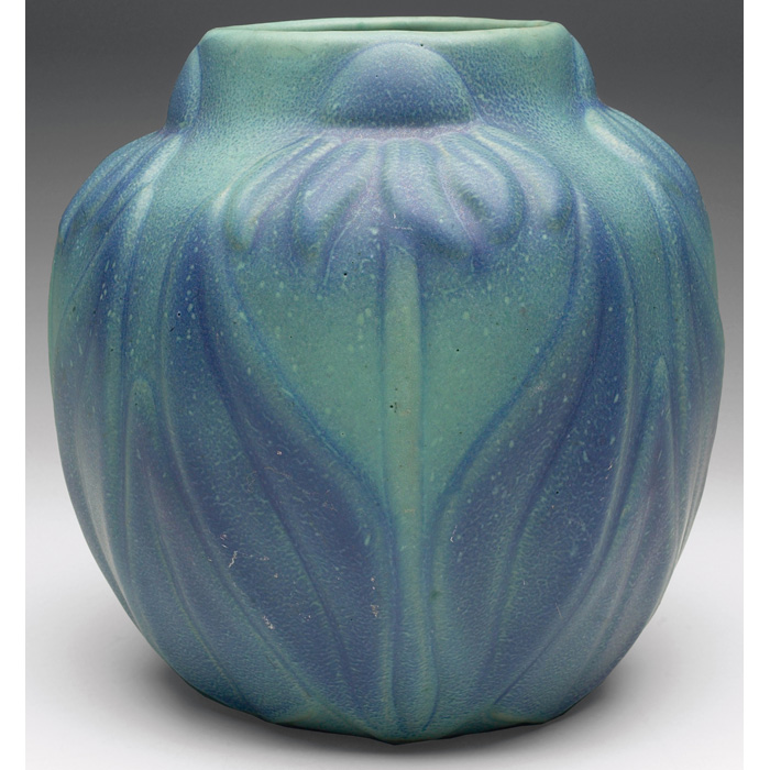 Appraisal: Van Briggle vase c large broad shape with cone flowers