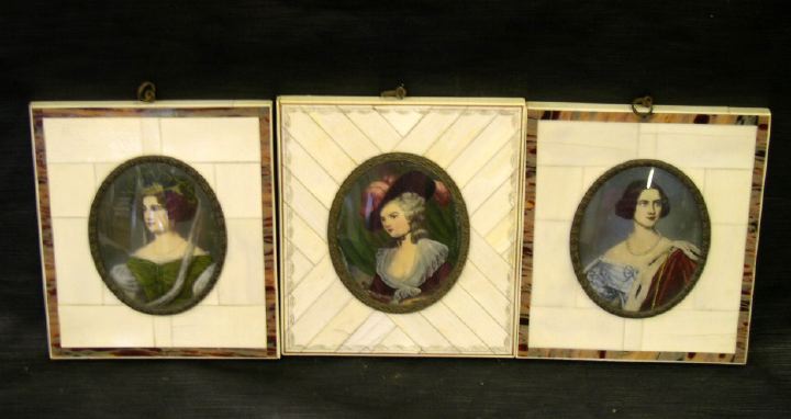 Appraisal: Trio of Oval Portrait Miniatures of The Countess of Peterborough