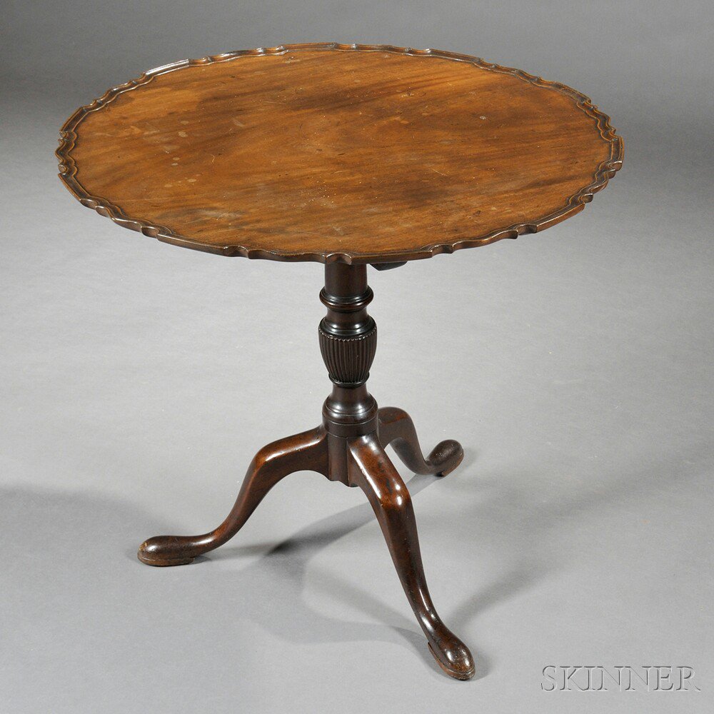 Appraisal: Georgian-style Mahogany Tilt-top Tea Table th century the circular piecrust