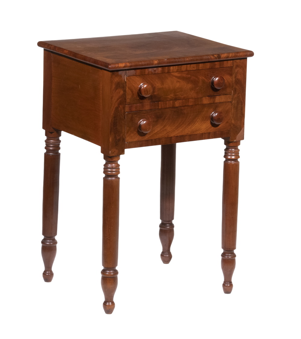 Appraisal: FEDERAL MAHOGANY STAND Early th c Two-Drawer Work Stand in