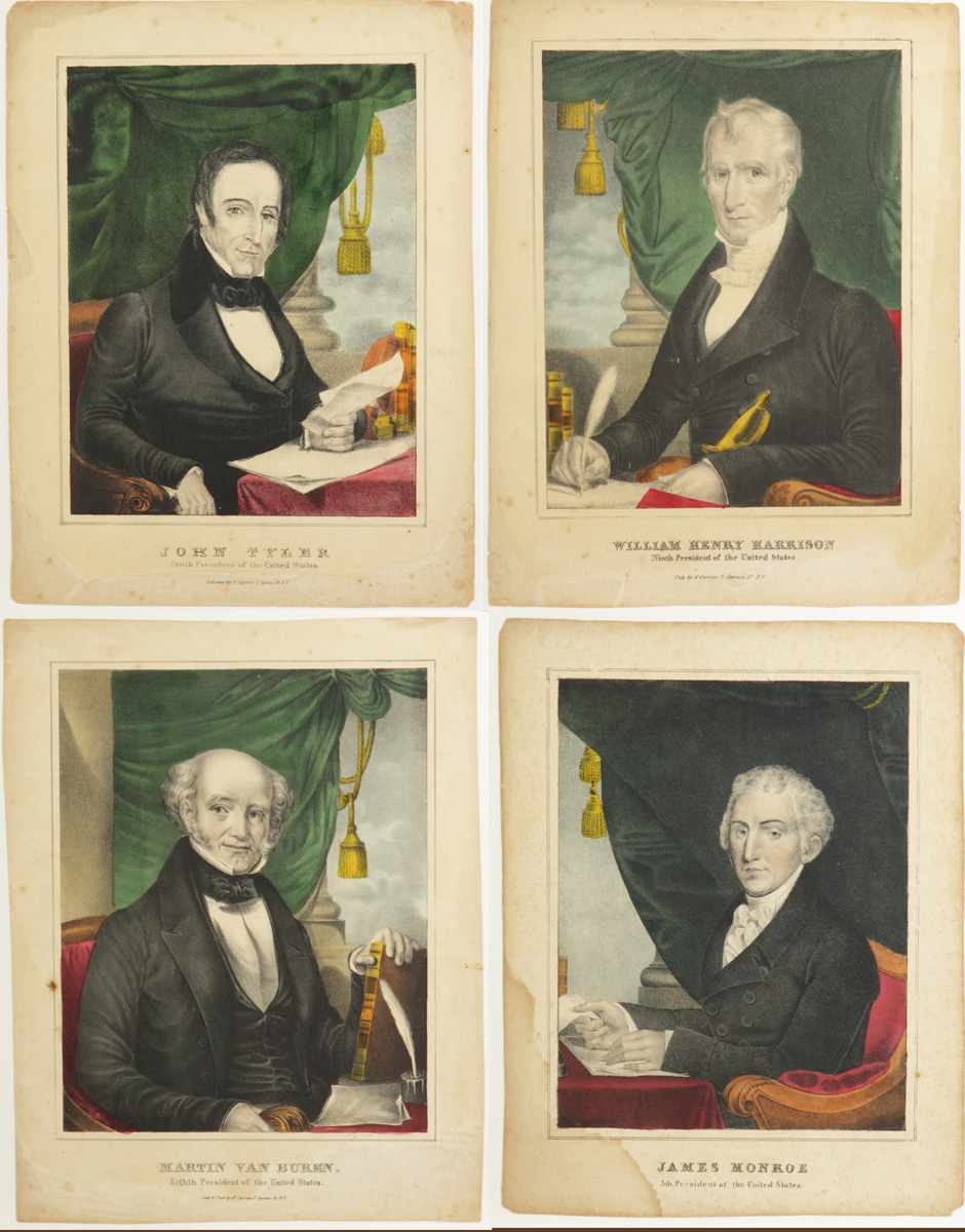 Appraisal: Group of Currier Ives Lithographs of Presidents John Tyler Wm