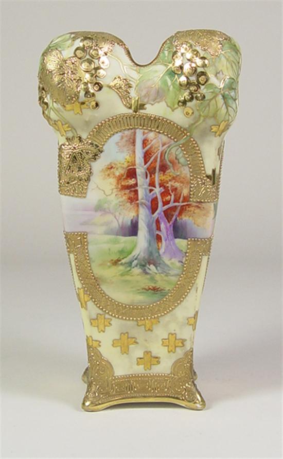 Appraisal: Nippon Scenic Vase Four sided nice scenic vase with trees