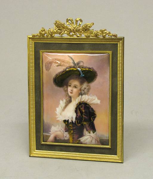 Appraisal: A Limoges enamel portrait of a fashionable lady in gilt