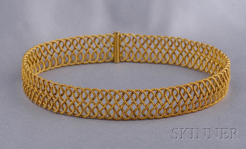 Appraisal: Antique kt Gold Choker composed of flexible coiling wirework dwt