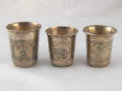 Appraisal: Three Russian silver beakers two with niello decoration Moscow ht