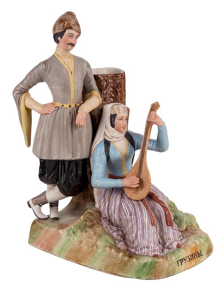 Appraisal: A RUSSIAN PORCELAIN SPILL VASE WITH A GEORGIAN MAN AND