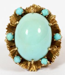 Appraisal: CT NATURAL PERSIAN TURQUOISE KT GOLD RING CT NATURAL PERSIAN