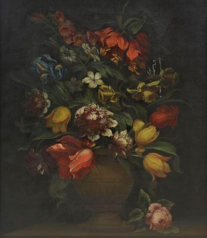 Appraisal: Framed Dutch School oil on canvas painting Vase with Flowers