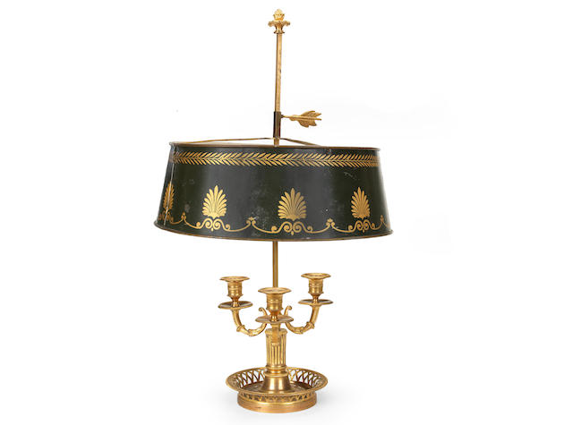 Appraisal: A French Louis XVI style gilt bronze and tole peintre