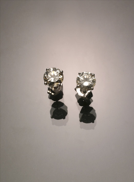 Appraisal: Pair of -Karat White-Gold and Diamond Ear Studs Each four-prong