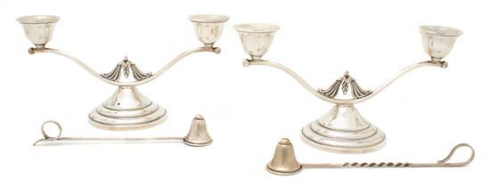 Appraisal: Pair of American Sterling Silver Candelabra Randahl of two-arm form