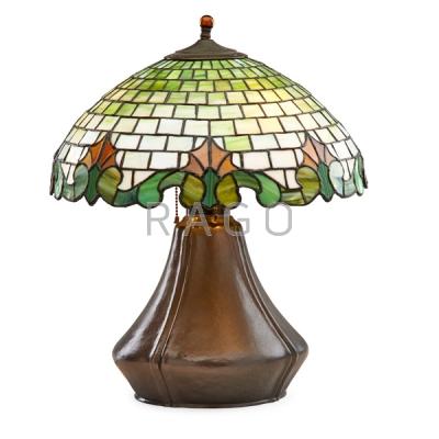 Appraisal: DUFFNER KIMBERLY LEADED GLASS TABLE LAMP Condition Report