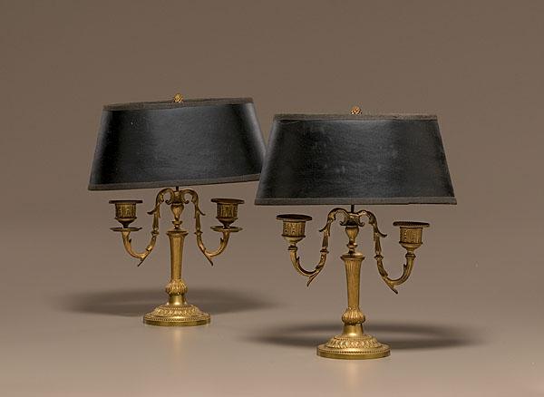 Appraisal: FRENCH BRASS TABLE CANDELABRA PAIR th century A pair of